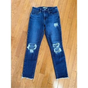 Levi’s 721 High Rise Skinny Distressed Blue Jeans